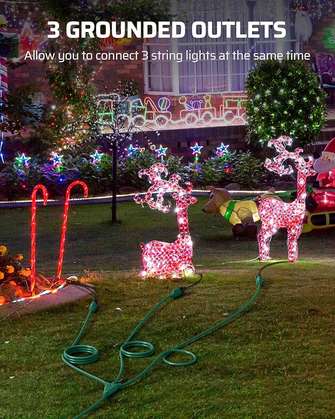 DEWENWILS Halloween Spotlight Outdoor &amp 25Ft Outdoor Extension Cord