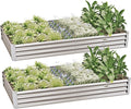 8x4x1ft(2 Pack) Galvanized Raised Garden Bed Kit Galvanized Planter Garden Boxes Outdoor Metal Raised Garden Beds for VegetablesFruits FlowerSilver