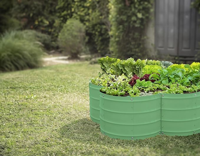 Galvanized Raised Garden Beds Outdoor // 3×3×1 ft &amp 4×4×1 ft Planter Raised Beds for Gardening Vegetables Flowers // Large Metal Garden Box (Light Green) // Patent Pending Tool-Free Assembly