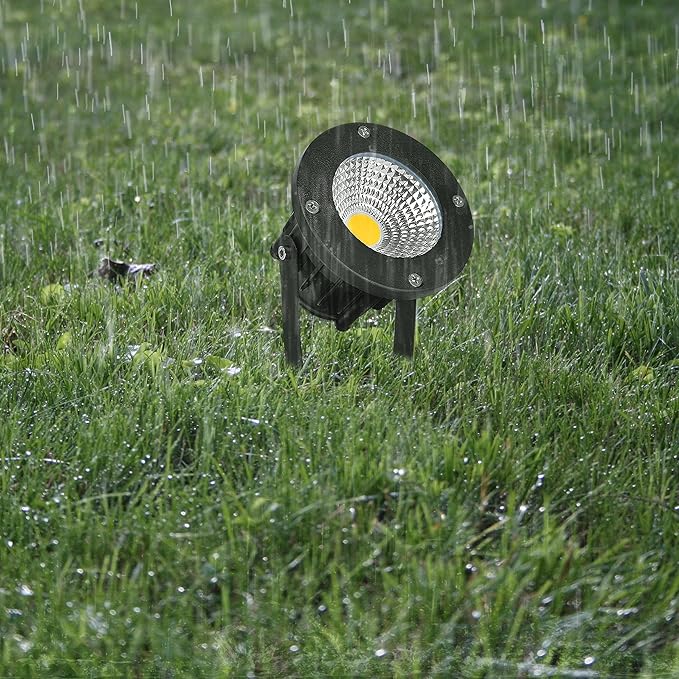 Kiven IP65 Waterproof LED Landscape Clamp Light Black Decorative Spotlight Lamp with Plug-in Cord and Timer for Indoor Outdoor Yard Step Statue LED Lawn Light (5W Cool White)