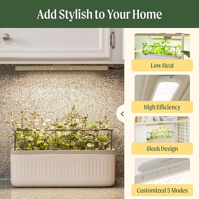 Vego Garden Grow Lights for Indoor Plants Full Spectrum LED Grow Light with Customized 5 Modes for Seed Starting Leafy Herbs Fruits &amp Microgreens 4 Packs