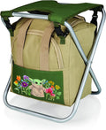 Picnic TIME Star Wars The Mandalorian Grogu Gardener Folding Seat with Tools 5 Piece Garden Tool Set with Folding Stool and Detachable Tote Organizer (Olive Green with Beige Accents)