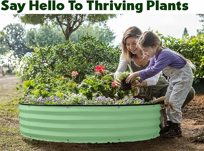 Galvanized Raised Garden Beds Outdoor // 3×3×1 ft &amp 4×4×1 ft Planter Raised Beds for Gardening Vegetables Flowers // Large Metal Garden Box (Light Green) // Patent Pending Tool-Free Assembly