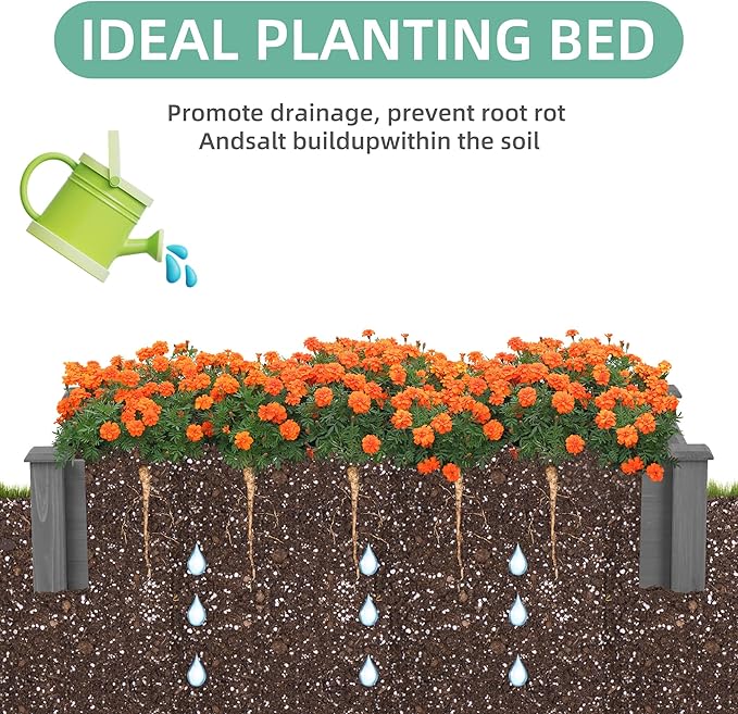 Over Ground Raised Garden Bed 96x28x10'' Large Long Planter Box for Outdoor Tool-Free Assembly