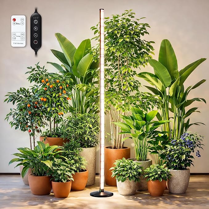 Plant Grow Lights Indoor – 64.5'' Tall Full Spectrum Plant Growing Lamps with 660nm 3000K &amp 6000K LEDs 36W Grow Lights for Indoor Plants with Dual Auto Timer (4H/8H/12H) &amp Remote Control