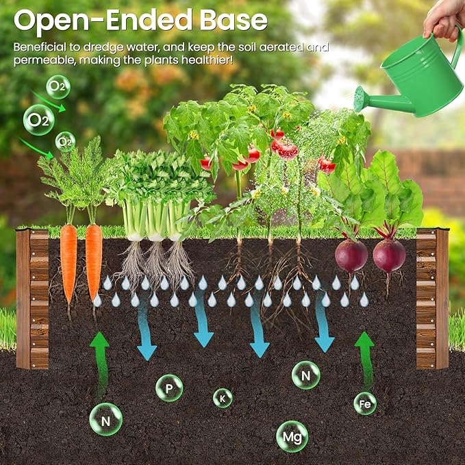 TEANDE 6x3x2FT Raised Garden Bed Kit Galvanized Planter Raised Garden Boxes Outdoor w/Anti Cutting Strip &amp A Pair of Gloves Deep Root Raised Planter for Vegetables Fruits Flowers and Herbs Br