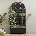 Casaphoria Metal Raised Garden Bed with Trellis and Wheels 72x35x16 Arched Planter Box for Climbing Plants Vegetables &amp Vines Features Drainage Holes and Privacy Screen (Black-Star)