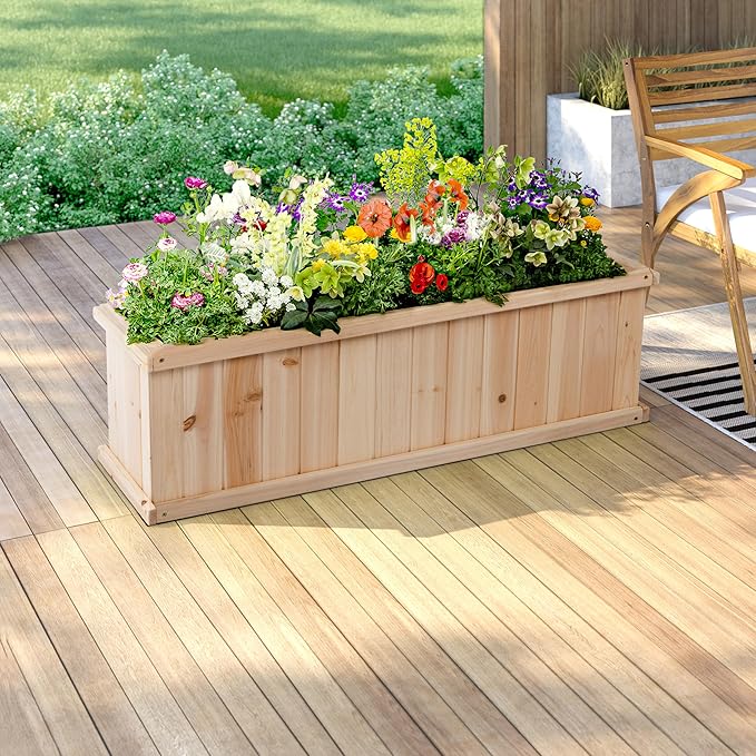 Shine Company Premium Cedar Raised Garden Bed Planter Box for Vegetables Flowers or Herbs 40 L x 12 D x 12 H