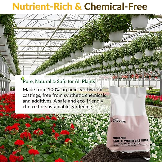 Old Potters Organic Earthworm Casting All-Natural Fertilizer for Indoor and Outdoor Planting Enhances Root and Overall Health Revitalizes Soil with Health Microbes 25 lbs