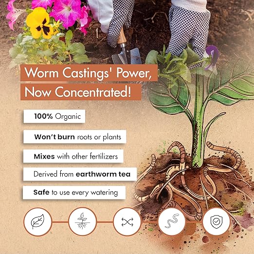 Worm Castings for Plants Earthworm Casting Organic Fertilizer Bokashi Booster Worm Tea Made from Compost Worms Liquified &amp Concentrated Vermicompost for Soil Fertility &amp Bountiful Harvest