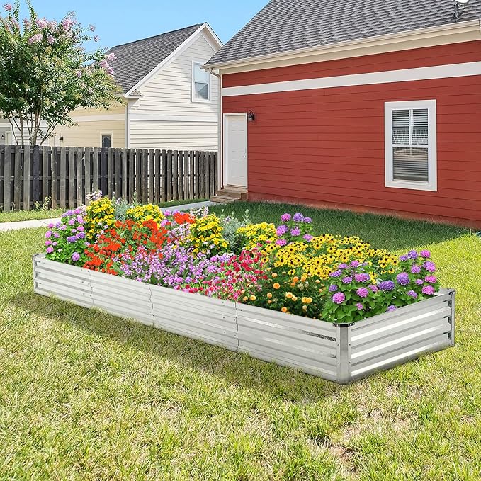 Galvanized Raised Garden Bed 2pcs Pack - Metal Raised Bed Garden Kit 4'x8'x1' for Flower Planters Vegetables Herb