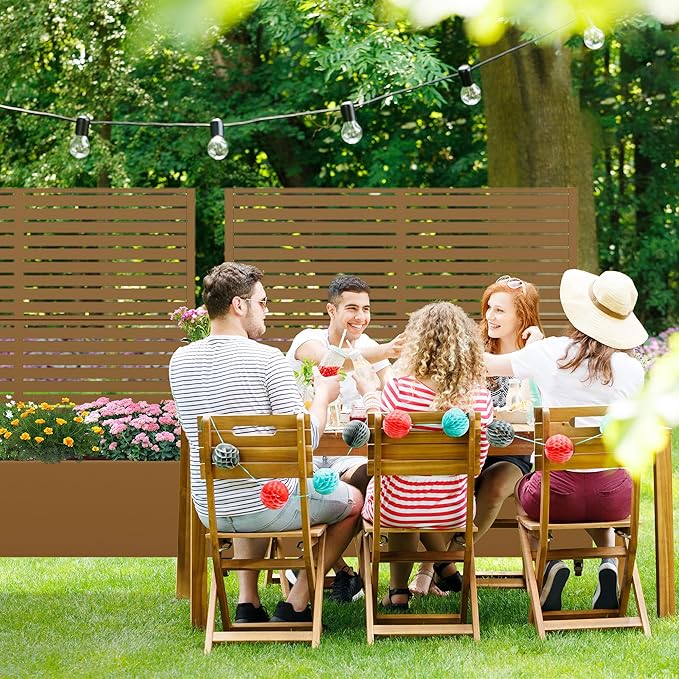 47x47x16 Metal Raised Garden Bed with Trellis Trellis with Planter Box for Backyard Patio Balcony Climbing Plants Brown Classic Shutter