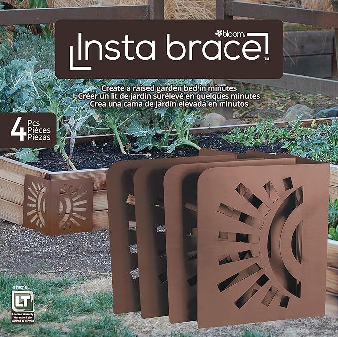 Bloom 11021BL Sun Instabrace Flower Garden Bed Corners 9.5 Brown