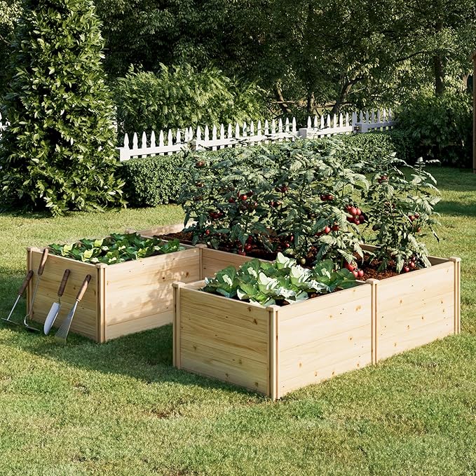 PaPaJet Wooden Raised Garden Bed Large Deep Planter Box for Outdoor Gardening Vegetables Flowers and Herbs 7.5×6.0×1.6FT