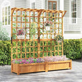 Large Raised Garden Bed with Trellis 72 Wood Planter w/Lattice Panels Hanging Roofs &amp Drainage Holes Freestanding Planter Box for Climbing Plant Flower Vine Outdoor Yard Balcony Porch