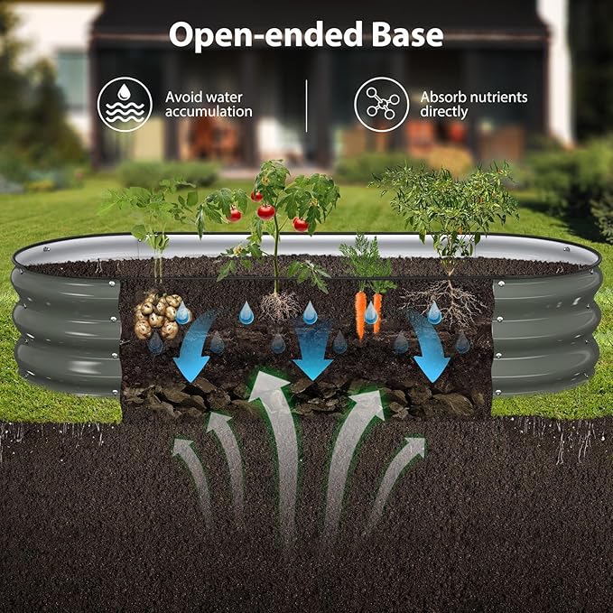 Raised Garden Bed Kit 5x2x1 ft Galvanized Planter Box Outdoor with Safety Edging Large Metal Raised Beds for Gardening Vegetables Flower Fruits (Volcanic Ash)