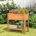 2-Tier Elevated Garden Planter Bed Fir Raised Garden Bed Outdoor with Legs &amp Storage Shelf for Vegetables Flowers &amp Herbs Wooden Planter Box Raised Bed for Gardening Balcony &amp Porch