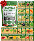 32 Heirloom Vegetable and Fruit Seeds for Planting - 16000+ Seeds | Non-GMO Survival Seed Vault | High Germination | 32 Varieties of Vegetable Seeds for Your Home Survival Garden