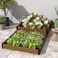 Composite Garden Planter Box with Open Base - Outdoor Raised Bed for Vegetables Flowers and Herbs Durable Eco Friendly Easy to Assemble Low Maintenance