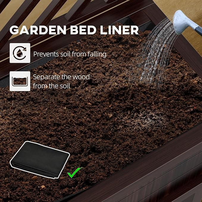 Standing Garden Bed with Built-in Trellis Elevated Wood Planter with Legs &amp Drainage Holes Comfortable Height for Climbing Vegetables &amp Flowers (Brown)