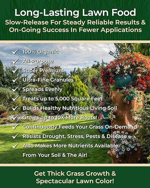 Organic Plant Magic - Truly Organic™ Slow Release Granular Lawn Fertilizer: Best Fertilizer for Grass Bermuda St. Augustine &amp Yard Care - Granules (20 Lb)