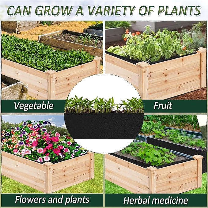 2PCS Raised Garden Bed Liner Fabric Raised Garden Bed Breathable Drainage Rectangle Grow Bags with Handles Fabric Garden Bed for Outdoor Garden Bed Holds Soil - 4ft x 2ft x 1ft