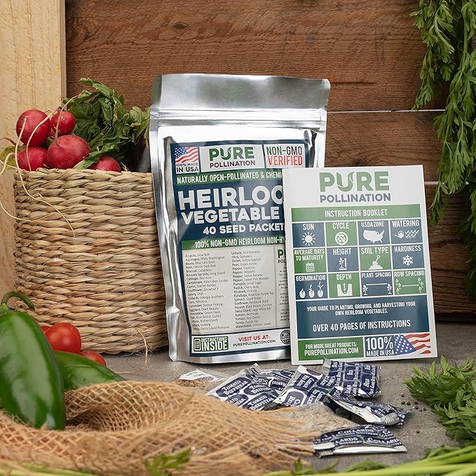 16500 Non GMO Heirloom Vegetable Seeds Survival Garden 40 Variety Pack