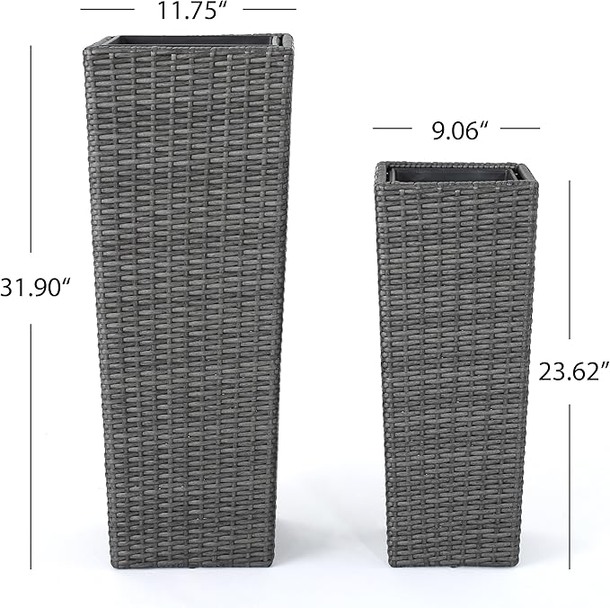 Rattan Flower Pot Grey