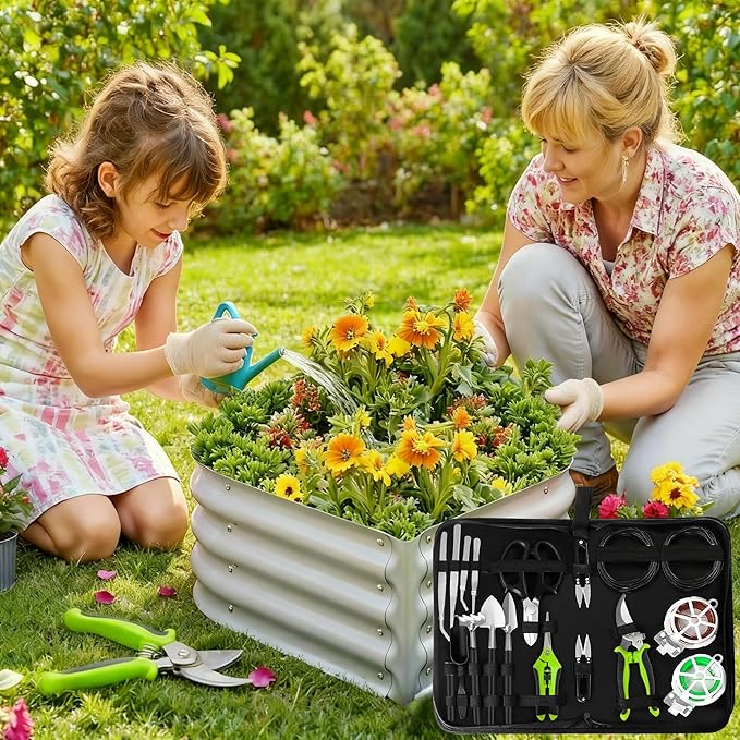 Gardening Tools 20-Piece Gardening Hand Tools Garden Tools Set for Beginner Includes Bonsai Wire Kit Plant Mat &amp Mini Rake Gifts for Women