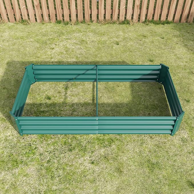 Galvanized Raised Garden Bed Kit Outdoor Planter Box Metal Patio Kit Planting Raised Beds Raised Garden Bed for Flower Planters Vegetables Herb (Green 6×3×1ft)