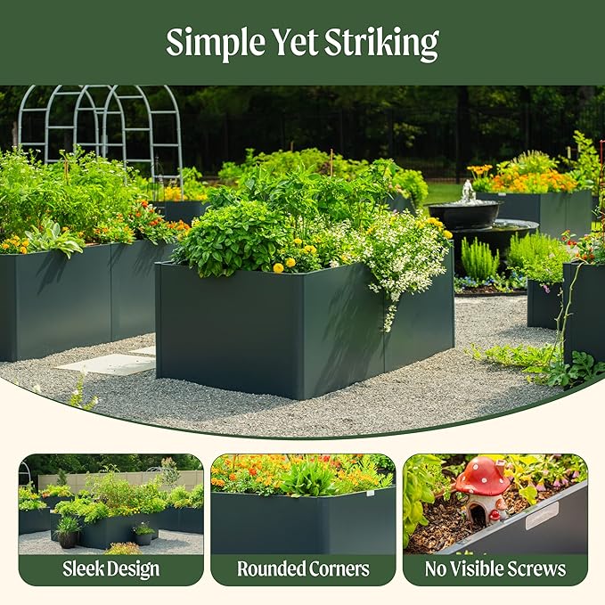 Vego garden Modern Raised Garden Bed 17 Tall 27 x 83 Heavy Metal Planter for Trees Plants Flowers Double-Walled Steel Planters for Commercial Residential Patio Midnight Blue
