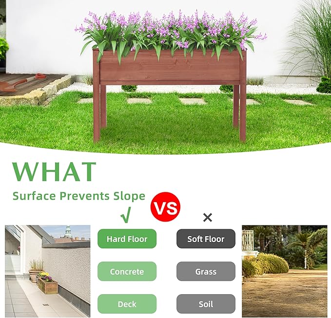 Raised Garden Bed with Legs (48x24x30'') Solid Wood Elevated Planter Box for Outdoor