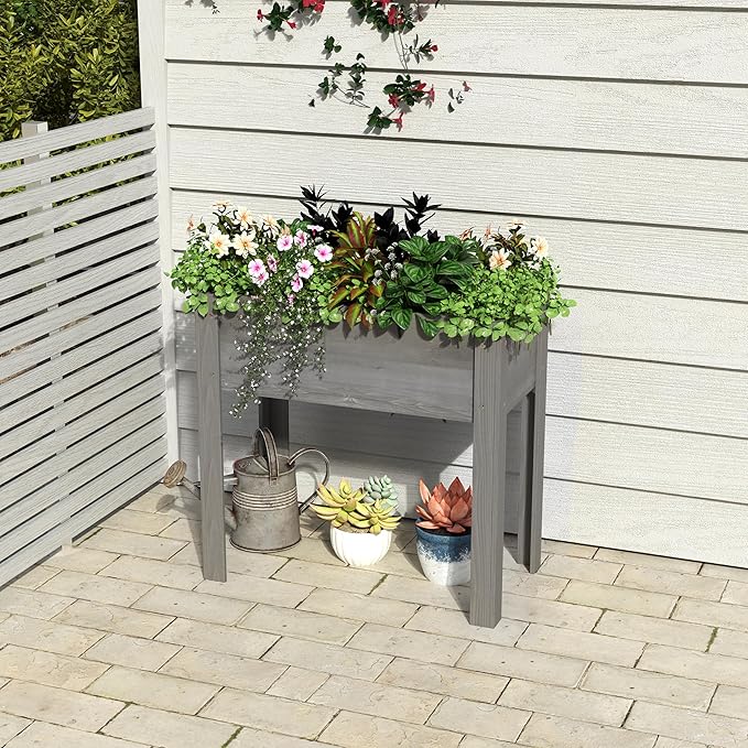 31x31x16 inch Raised Garden Bed with Legs Elevated Wooden Planter Box for Outdoor Plants Flowers Fruits Vegetable Herb Growingg