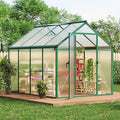 6X8 FT Outdoor Polycarbonate Greenhouse Sturdy Aluminum Frame Adjustable Roof Vent Ideal for Backyard Patio or Garden All-Weather Green House for Growing Plants and Vegetables