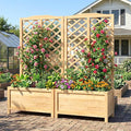 DoCred 2PCS 30 L x 16 W x 59 H Raised Garden Bed Freestanding Elevated Planter Box with Trellis for Climbing Plants Outdoor Wooden Privacy Screen with Garden Box for Backyard Patio Balcony Decor