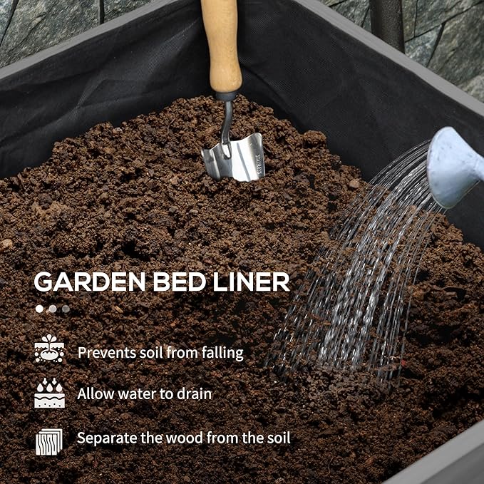 Large Elevated Planter BoxWooden Raised Garden Bed with LegsBed Liner and Drain Holes