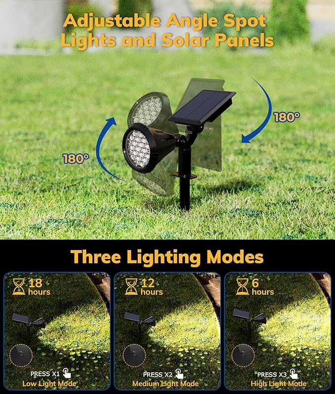 Solar Spot Lights for Outside 21 LED Outdoor Solar Lights for Yard 4 Pack Solar Spotlights Waterproof Auto On/Off for Landscape Wall Garden Pool Tree Pathway and Driveway(Warm White)