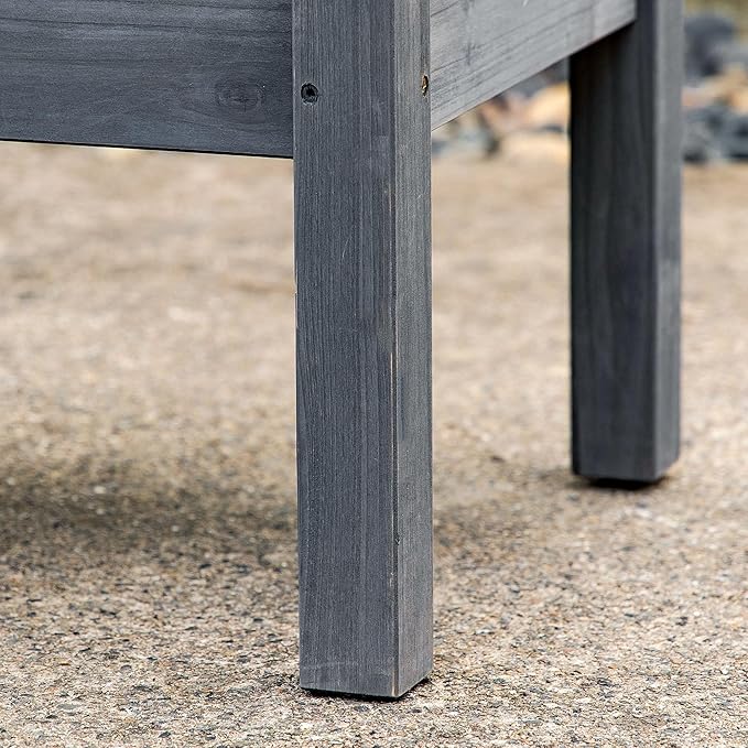 73x18x32 3Tier Elevated Wooden Planter for Garden Eco-Friendly Finish Heavy-Duty FFor rame Freestanding Gray Weather-Proof Use Built-in Drainage