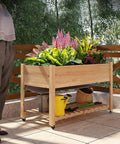 IDEALHOUSE Wooden Raised Garden Bed with LegsElevated Raised Planter Box Outdoor for Growing Vegetables and HerbsRaised Table Garden Bed with Wheels-Enhanced Depth (Natural)