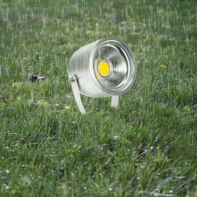 Kiven IP65 Waterproof LED Landscape Up Down Light LED Decorative Spotlight Lamp with Plug-in Cord and Timer for Indoor Outdoor Yard Step Statue LED Lawn Light-Sliver(10W Cool White)