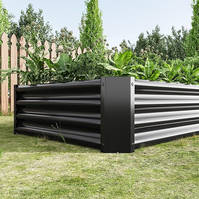 Raised Garden BedRaised Beds for Gardening Outdoor for Vegetables Flowers Ground Planter BoxGalvanized Raised Garden Beds. (Black with 6x3x1ft)