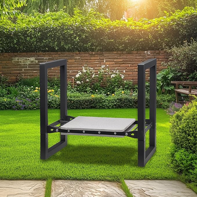 Garden Stool and KneelerHeavy Duty 19 inch Foldable Upgraded Wider Gardening Seat Portable Garden Chair Gardening Gifts for Wonman Grandma Parents Plant Lovers Garden Tools