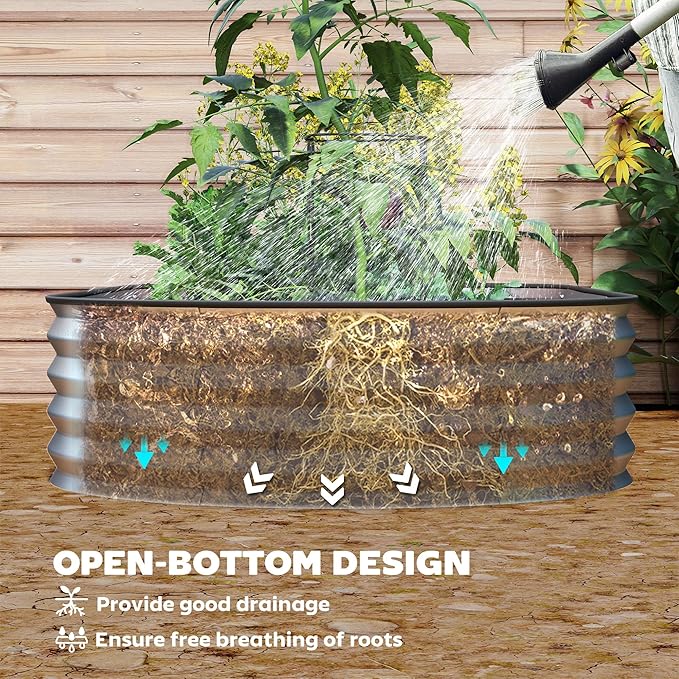 Raised Garden Bed SetRaised Beds for Gardening with Metal Plant Stakesfor Gand Patio
