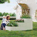 IDEALHOUSE Triple-Layer Galvanized Raised Garden Bed 61x42x31 Inch Outdoor Modular Planter Box for Vegetables Herbs &amp Flowers 3-in-1 Open-Base Design for Deep Root Growth White