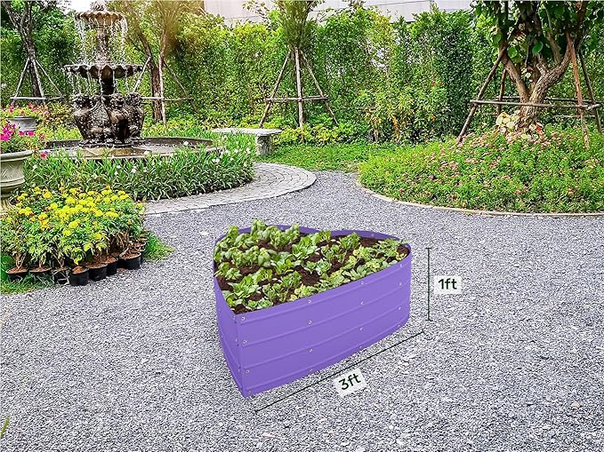 Plant &amp Plot Galvanized Raised Garden Beds Outdoor // Planter Raised Beds for Gardening Vegetables Flowers // Large Metal Garden Box (Purple) // Patent Pending Tool-Free Assembly