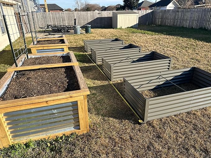 A ANLEOLIFE 2 Pcs 6X3X1.5 ft Rectangular Galvanized Raised Garden Beds Outdoor for Planting Vegetables Flowers Herb Quartz Grey