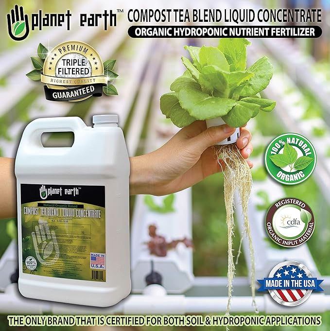 Planet Earth Natural Organic Based Compost Tea. The Ultimate Organic Fertilizer - Triple Filtered Liquid hydroponic Nutrient (Quart)