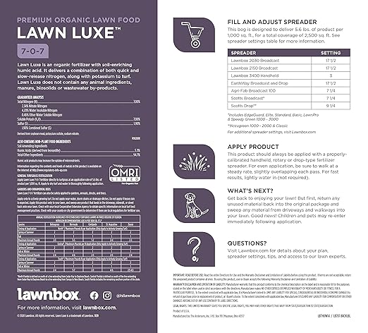 Lawn Luxe 7-0-7 100% Organic Summer Grass Fertilizer 14 lb Bag Covers 2500 sq ft