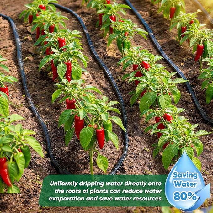 Soaker Hose 50 ft Garden Hose With Drip Irrigation System 1/2 Linkable Consistent Drip Irrigation Hoses Leakproof Design Water Hose Save 80% of Water for Garden Farm Orchard Plantation