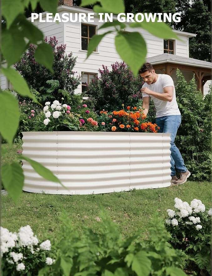 2 PCS Metal Raised Garden Beds Outdoor Galvanized Steel Planter Box for Flowers Vegetables Rust-Resistant Garden Box Easy Assembly Raised Beds Durable Planters for Outdoor Plants Green